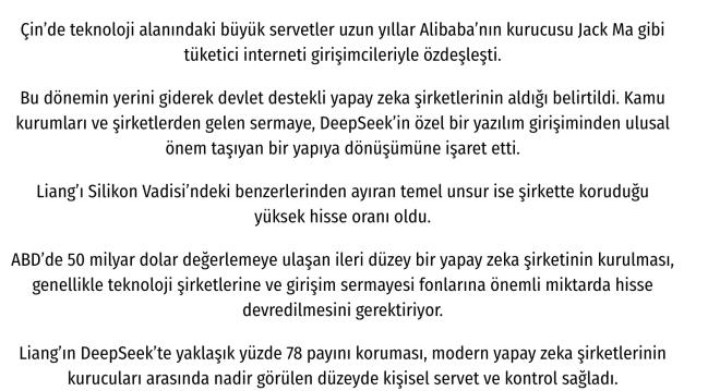 DEEPSEEK ULUSAL �NEM TA�IYAN B�R ��RKETE D�N���YOR