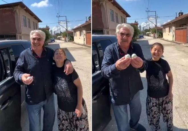 Bursa'da d�n yazl���na giderken yolunu �a��ran oyuncu Erdal �zya�c�lar, Osmangazi il�esine ba�l� Nil�ferk�y Mahallesi'nden ge�erken bir kad�ndan yol tarifi istedi. Usta oyuncu ile kad�n aras�nda ge�en s�cak ve do�al sohbet, kameraya yans�d�.