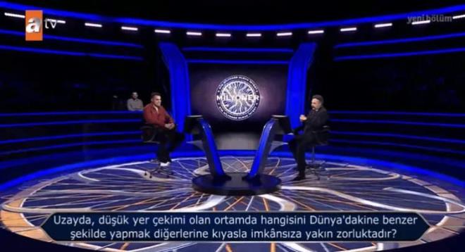 <span><em>“Uzayda, d���k yer �ekimi olan ortamda hangisini D�nya’dakine benzer �ekilde yapmak di�erlerine k�yasla imkans�za yak�n zorluktur?” </em></span>sorusu, hem yar��mac�y� hem de st�dyodaki ve ekran ba��ndaki izleyicileri �a��rtt�.