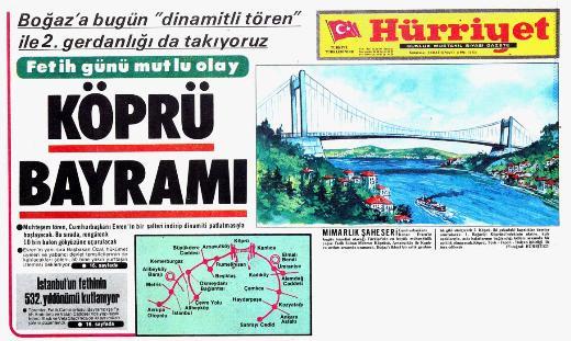 28 MAYIS 1985 :Birinci kprnn ardndan Fatih Sultan Mehmet Kprs iin temel atma treni yapld...