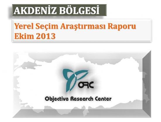 Yerel seimlere yaklak 5 ay kala almalarn sklatran aratrma irketleri imdi de blgelerin nabzn tutmaya balad. ORC tarafndan yaplan Akdeniz Blgesi yerel seim anketi arpc sonular ortaya koydu. te 17-24 Ekim 2013 tarihleri arasnda Hatay, Antalya, Mersin ve Adana'da semenin nabzn tutan o anketin sonular: