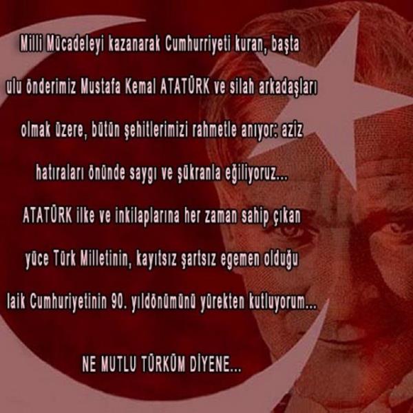 <b>EBRU GNDE</b> Cumhuriyetimizin 90.yl kutlu olsun.