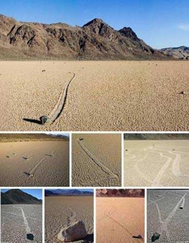 <b>HAREKET EDEN TA�LAR:</b>   <p>ABD'nin Kaliforniya ile Nevada eyaletlerinin s�n�r�nda bulunan Death Valley (�l�m Vadisi), "hareket eden ta�lar�" ile y�llardan beri bilim adamlar�n� �ekiyor. G�nlerce g�zlemlenen ta�lar�n yer de�i�tirmesi ise t�m ara�t�rmalara ra�men a��klanam�yor.</p>