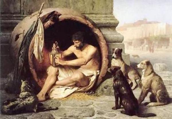 Diyojen, kenara ekilerek gayet sakin u karl verir: