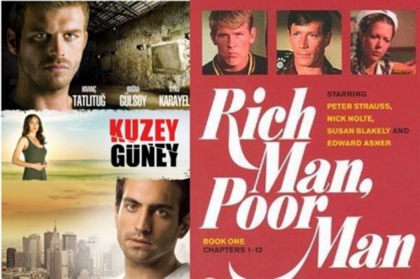 <p><b>Kuzey - Gney - Rich Man Poor Man:</b></p>   Barolnde Kvan Tatltu'un oynad dizi izlenme rekorlar krd. Birebir uyarlanmasa da dizi yaynland dnemde ok sevilen Trke adyla Zengin ve Yoksul olarak bilinen Rich Man Poor Man'den esinlenerek hayata geirildi.