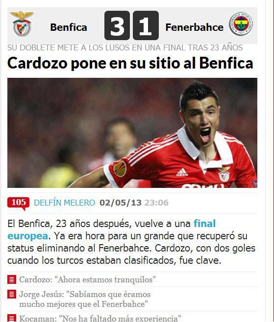 Cardozo, Benfica'yI finale ta��d�