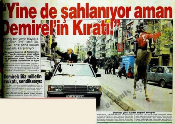 (1988) Gittii her yerde byk ilgi gren DYP lideri Demirel, artk aha kalkan kratlarla karlanyor...