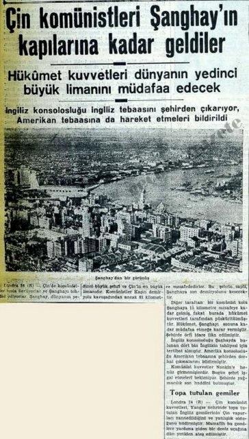 (1949) Hkumet kuvvetleri dnyann yedinci byk limann mdafaa edecek. ngiliz konsolosluu ingiliz tebaasn ehirden karyor, Amerikan tebaasna da hareket etmeleri bildirildi