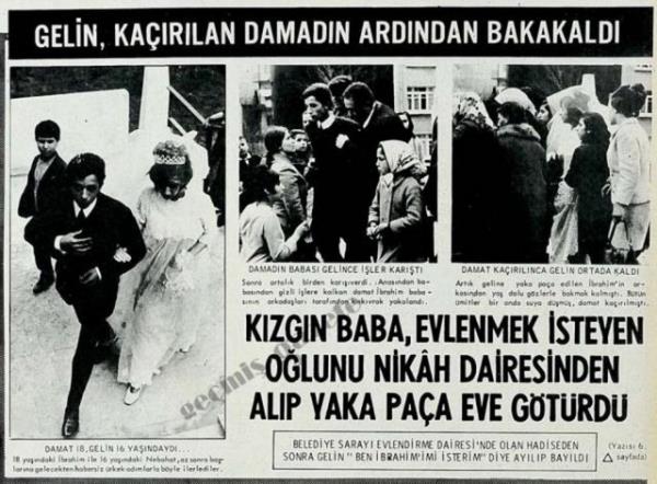 (1969) Boyundan byk ilere kalkan 18 yandaki delikanl brahim Sakkafi tam evlenecei srada babasnn arkadalar tarafndan nianls Nebahat Mengi'nin kolundan ''Baba sz dinlemeyenin hali budur'' denilerek koparlrcasna alnm ve karlmtr
