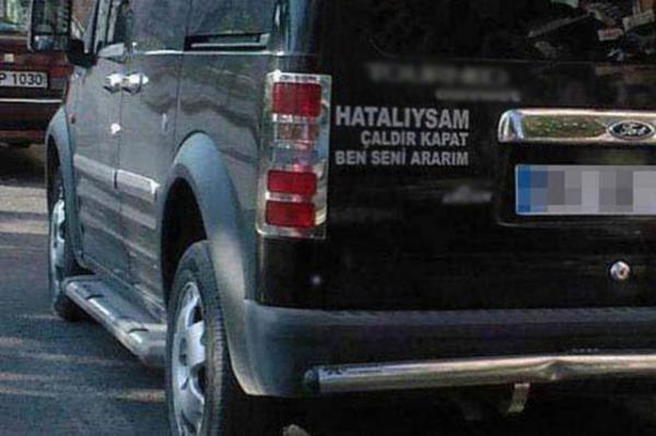 Arabann arkasna 'hatalysam ara'yazp numaray vermemektir.