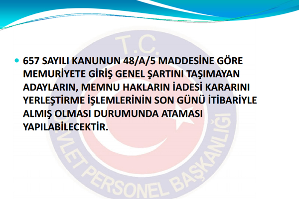 Devlet Personel Bakanl, kurumlarn KPSS ile yerleen adaylarn atamalarn yaparken dikkat edecei hususlar ieren bir rehber yaymlad.