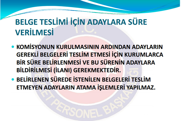 Devlet Personel Bakanl, kurumlarn KPSS ile yerleen adaylarn atamalarn yaparken dikkat edecei hususlar ieren bir rehber yaymlad.