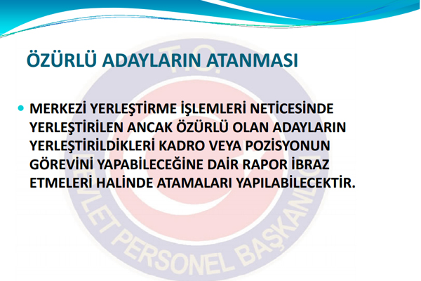 Devlet Personel Bakanl, kurumlarn KPSS ile yerleen adaylarn atamalarn yaparken dikkat edecei hususlar ieren bir rehber yaymlad.