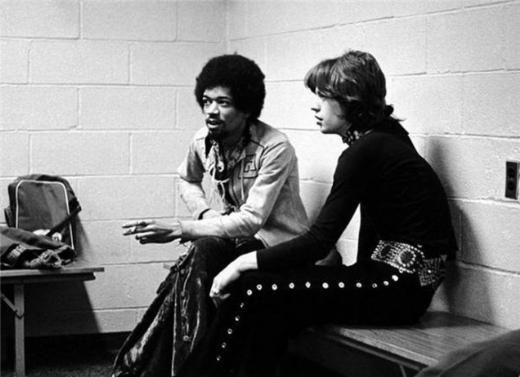 Jimi Hendrix and Mick Jagger