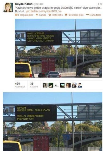 "Kazleme`ye giden aralara gei stnl" photoshoplu resmi Yaymaya alan gazeteci Ceyda karan