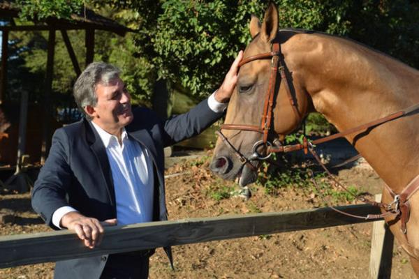 Cumhurbakan Gl, Trkmenistan Cumhurbakan Berdimuhamedov tarafndan kendisine hediye edilen "Arkada" adl safkan Ahal Teke at ile...