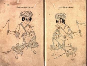 Sleymaniye Ktphanesi'nde bulunan bir yazmadan, burlar gsteren bir minyatr.