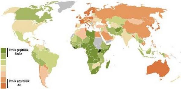 Etnik �e�itlili�in en az ve en fazla oldu�u �lkeler