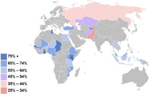 <p>M�sl�man �lkelerde demokrasi haritas�</p>    Y�zdeler �lkelerin g��l� bir liderden yerine demokrasiyi tercih ettiklerini g�steriyor