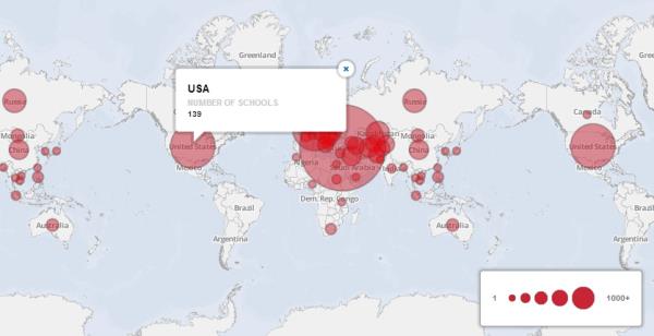 Yaynlanan haritann altnda Glen cemaatinin dnya zerinde 160 lkede okullarla birlikte vakf, dernek, yardm ve dnce kurulular gibi kurumlar vastasyla aktif hizmette bulunduunu yazd.