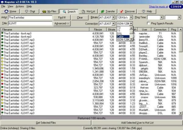 Napster'dan Mp3 indirmek