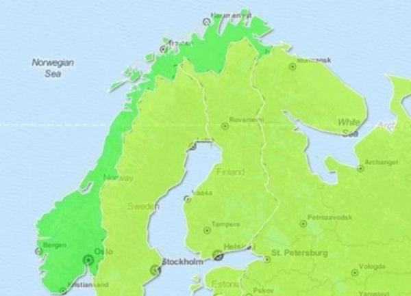 Norve: 100   <p>sve: 99 </p>  Findlandiya: 99