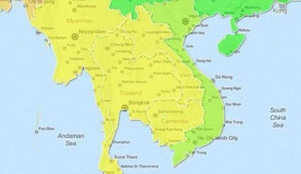 Tayland:91   <p>Kamboya:91 </p>  Vietnam: 94