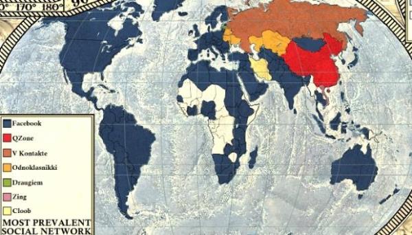 Vargic, bu byk haritann etrafnda da ayr ayr zel haritalar oluturmay ihmal etmemi. Sosyal medya haritas zerinde mavi renk Facebook'u temsil ediyor ve Trkiye dahil dnyann pek ok blgesinde bir numara grnyor. Dier renkler ise dier lkelerin kendi sosyal a portallarn simgeliyor.