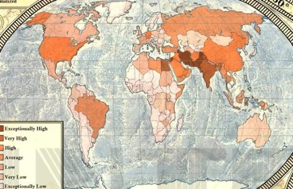 Casusluk faaliyetleri nedeniyle dnya genelinde boykot edilen NSA'nn casusluk aktiviteleri en youn olarak koyu renkli blgelerde yer alyor. Trkiye ise orta seviyede