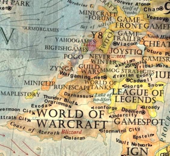 Online oyunlar da yine bat ktasnda yer alanlardan bazlar. World of Warcraft, League of Legends gibi oyunlarn yan sra Farmville'in mimar Zynga da unutulmam.