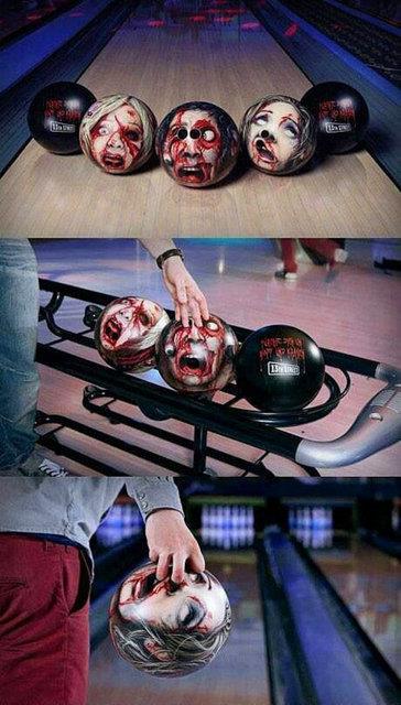 22. Bovling ve zombi fanlarn ayr ayr memnun eden zombili bovling topu