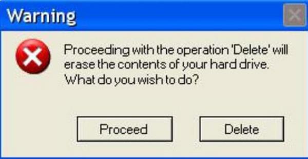 'Silme' ilemine devam etmek sabit diskinizin ieriini silecek." "Ne yapmak istiyorsunuz?" "Devam et" ? "Sil" Vazgemek yok Rocky