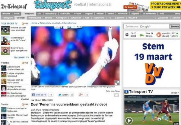 <p><b>DE TELEGRAAF </b></p>  "Kuyt'n 11'de balad mata kaleci Volkan kurban seildi. Kafasna ateli maddeler, bozuk paralar, maddeler, kap kolu atld"