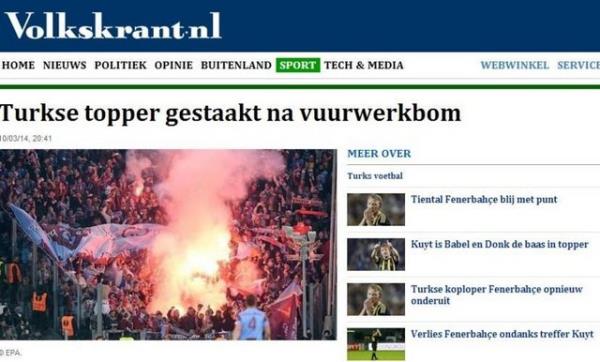 <p><b>VOLKSKRANT </b></p>  "Uzatma dakikalarnda penalt noktasna yaan ateli maddelerden tr ma durduruldu, 10 dakika sonra ise tatil edildi"