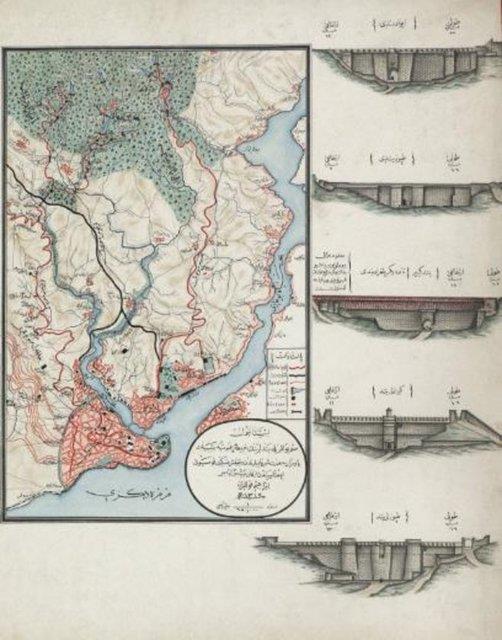 stanbul'un su yollar ve bendlerinin haritalar...