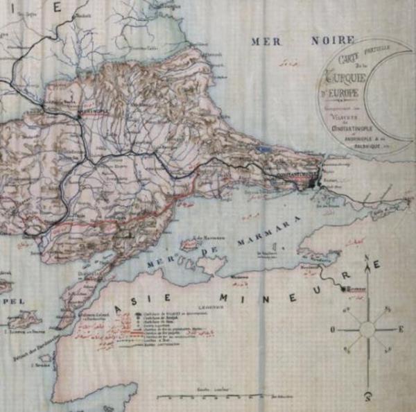 stanbul, zmit, atalca, Sancaklar ve Edirne vilayetleri haritas