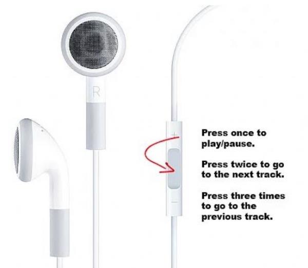 Dinlediiniz mzii kulaklnzdan kontrol edebilirsiniz! Ses arttrma ve azaltmann ortasndaki bolua bir kere basma mzii durdurur, iki kere basma bir sonraki arkya geirir,  kere basma da bir nceki arkya geirir