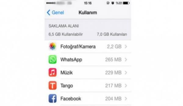 1) Tm gereksiz uygulamalardan kurtulun. Bo alann fazla olmas her zaman telefonun daha hzl almasn salar. Kk ve gereksiz bir uygulama ise sandnzdan ok daha fazla yer kaplayabilir. Ayarlar'dan Genel'i setikten sonra Kullanm'a tklayp gereksiz tm uygulamalar silebilir, iPhone'uzda bo alan aabilirsiniz.