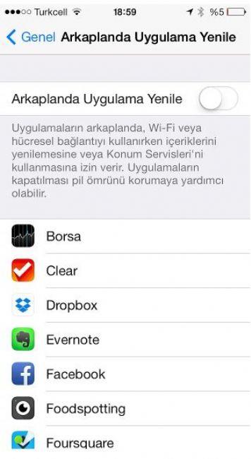 arjnz daha uzun gitmesi iin arka planda uygulamalarn yenilenmesini kapatn