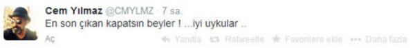 Babakanlk Basn Mavirlii'nin aklamasndan ksa bir sre sonra Twitter'a eriimin kesilmesine nl isimler tepki gsterdi. DNS ayarlarn deitirerek Twitter'a girebilen nl isimler u tweetleri att: