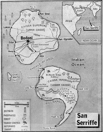 1977'de ngiliz The Guardian gazetesi, Hint Okyanusu'ndaki hayali San Seriffe ada cumhuriyetinin 10. kurulu yldnmn kutlamak iin 7 sayfalk ek kard.