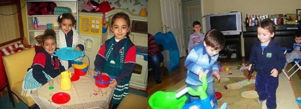 3. Kz ocuk oyun kurar Erkek ocuk oyun oynar