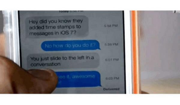 Mesajlamalarmn saatini grememek beni deli ediyor diyorsanz, IOS7'de mesajlarnzn saatini grmenin son derece kolay bir yolu var: Mesaj kutusuna dokunun ve hafife sola doru ekin.