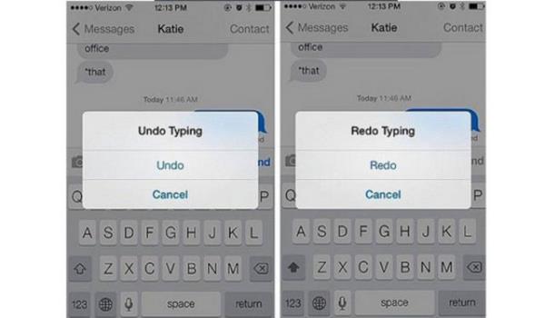Yazdnz metni silmek mi istiyorsunuz? telefonunuzu sallayn karnza "Undo Typing" kutusu kacaktr. Dzeltme ilemini yaptktan sonra telefonunuzu tekrar sallayn bu sefer de "Redo Typing" ekrann greceksiniz