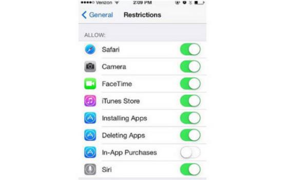 Ayarlar > Genel > Kstlamalar mensne gidin, Kstlamalar etkinletirin ve Uygulama i Satn Almalar devre d brakmak iin sayfay aa kaydrn.