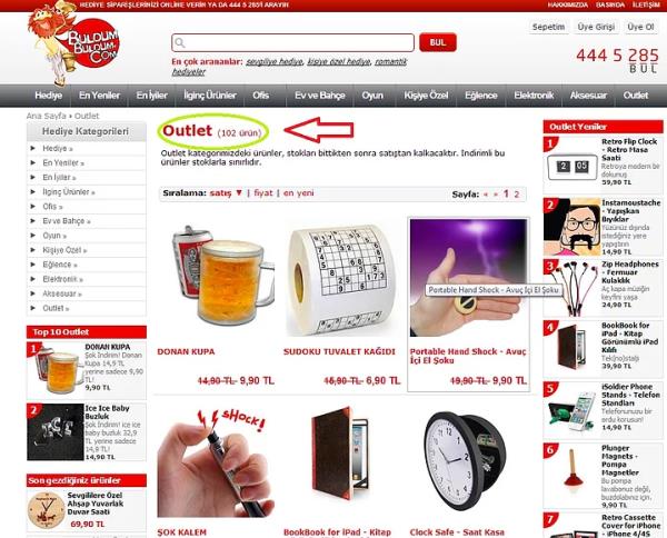 14-) Her girdii alveri sitelerinde outlet ibaresini aryorsa,