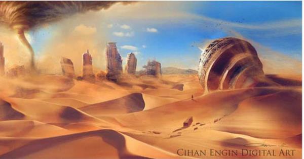 Sanat, photoshop ve tablet kullanarak Bakent'te de kyameti resmetti.  <p>Ankara l</p>