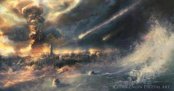 Ankaral sanat Cihan Engin, photoshop ve tablet kullanarak stanbul'da kyameti resmetti