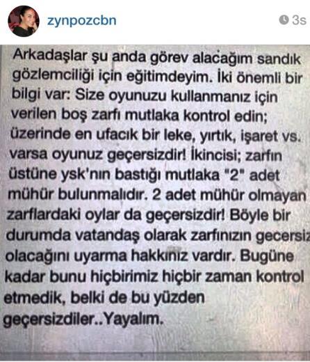 Park Bravo Grubu Ynetim Kurul yesi Zeynep zoban ise yerel seimler ncesi, bilgilendirici bir mesajn fotorafna Instagram'da yer verdi