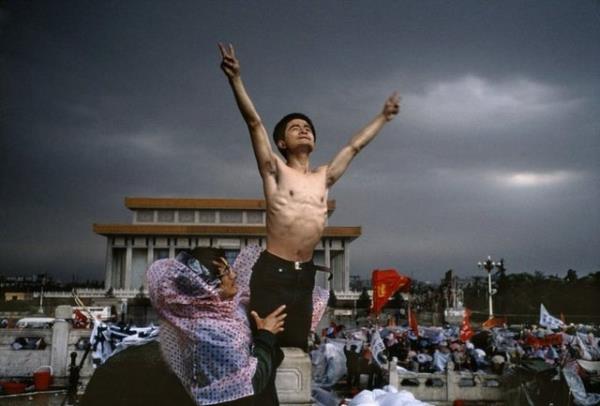 1989 ylnda bir eylemci... Tiananmen Meydan, Pekin